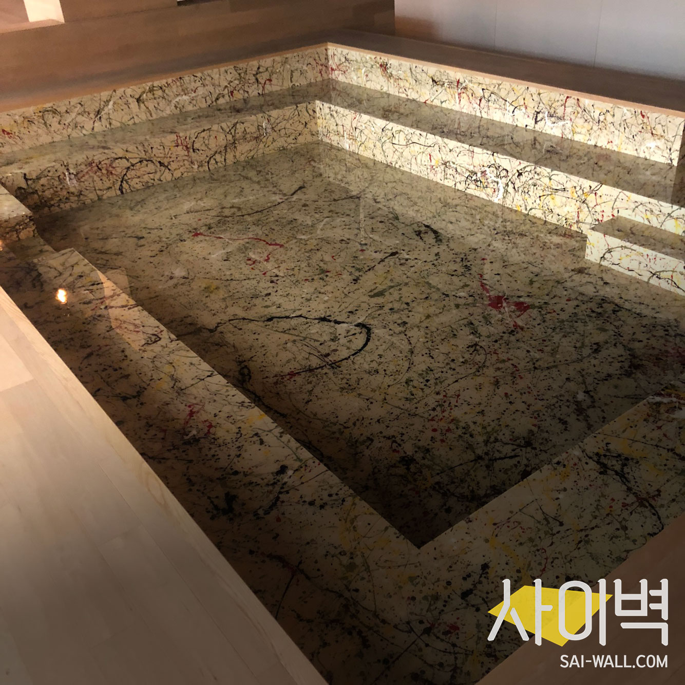 두산타워 바닥아트작업 벽화 시공 사진 1
